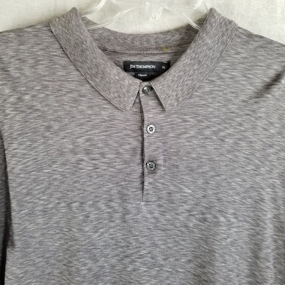 Jim Thompson Men's Polo Shirt Size XL Heather Gray Silk‎ Pullover Classic Soft - Picture 10 of 12